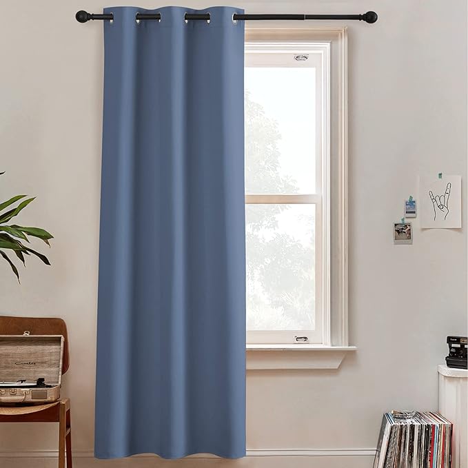 RYB HOME Room Divider Curtains - Blackout Window Curtains Privacy Wall Divider Screens Sound Proof for Living Room Bedroom Patio Sliding Door Basement, 1 Panel, Stone Blue, 60 x 108 inches Long by RYBHOME