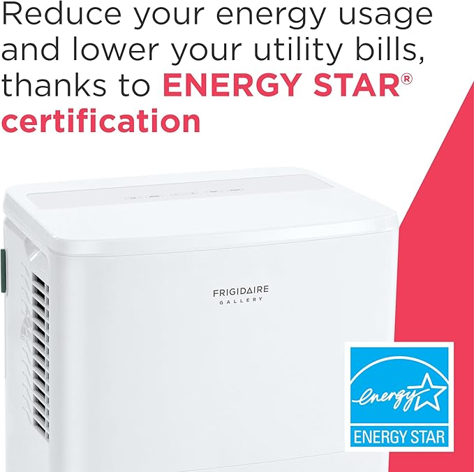Frigidaire Gallery 2-in-1 35-Pint Dehumidifier with Wi-Fi, Energy Star Certification & Air Quality Monitoring for Small/Medium/Large Rooms & Basements, Custom Humidity Control, Auto Shut Off, White - Image 10