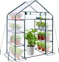 Ohuhu Small Greenhouse for Outdoors: 4 Tiers 6 Shelves Walk-in Indoor Green House Heavy Duty Plant Stands Reinforced Plastic PVC Cover Mini Portable Warm House for Outside, 4.8x2.5x6.4 FT by Ohuhu