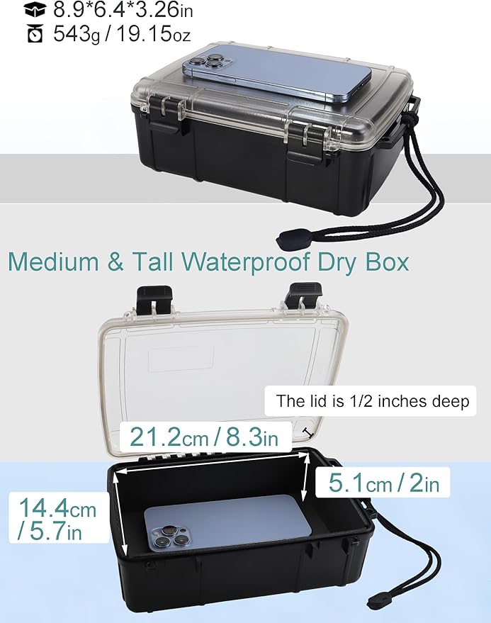 Avlcoaky Waterproof Box Dry Box Waterproof Containers Watertight Storage Box Dry Box Waterproof for Boat Kayak Dry Storage Box - Image 2