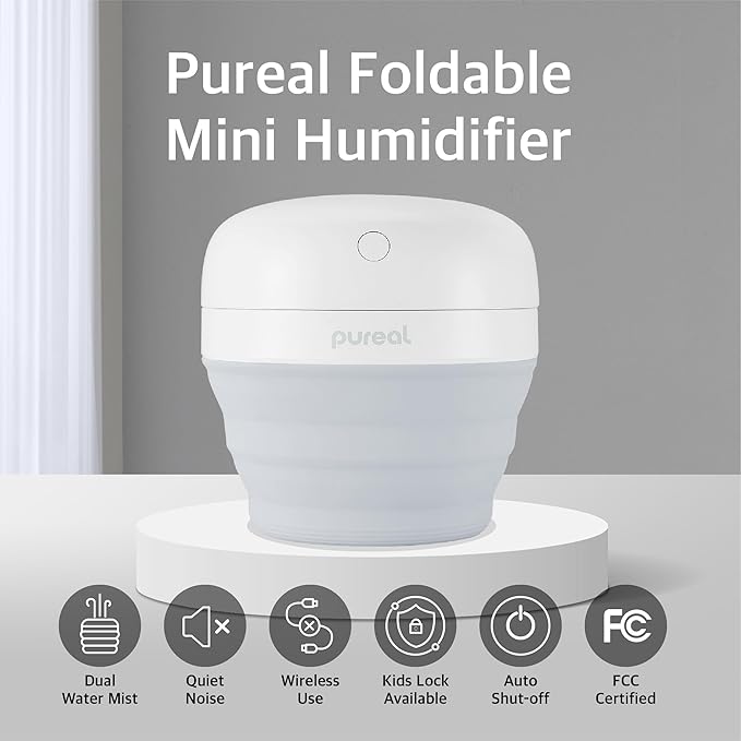 Pureal Foldable Mini Humidifier, 500ML Portable Small Cool Mist for up to 10 Hrs, for Baby Bedroom Travel Office Home, Auto Shut-Off, 3 Mist Modes, Super Quiet - Image 2