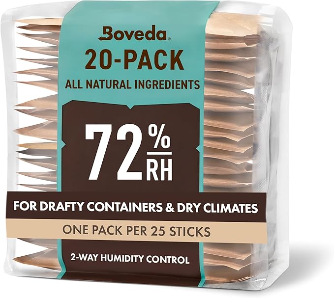Boveda 72% Two-Way Humidity Control Packs For Wood Humidifier Boxes – Size 60 – 20 Pack – Moisture Absorbers – Humidifier Packs – Hydration Packets in Resealable Bag by Boveda