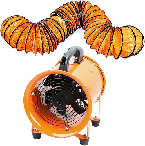 10-Inch High-Velocity Portable Utility Blower Fan, Industrial Exhaust Fan with 16.4ft Flexible Duct Hose, 3150 RPM Low-Noise Ventilator for Basements, Workshops, Warehouses, and Confined Spaces by Unknown