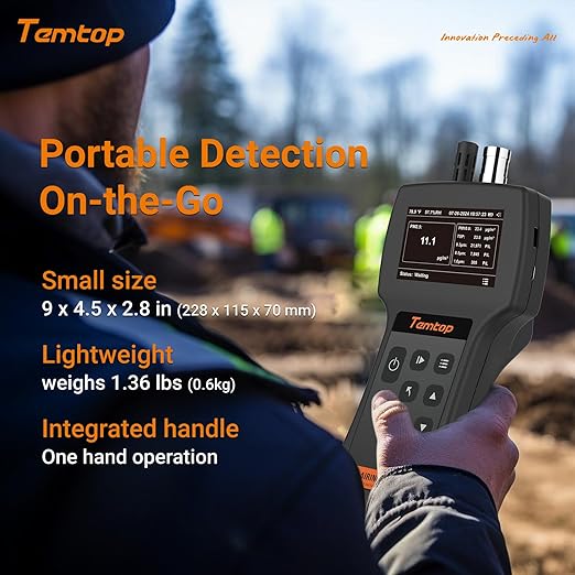 Temtop Handheld Particle Counter 0.3µm, 0.5µm, 1.0µm Particulate Monitor PM2.5, PM10, TSP, Temp & Humidity Detector - Image 6