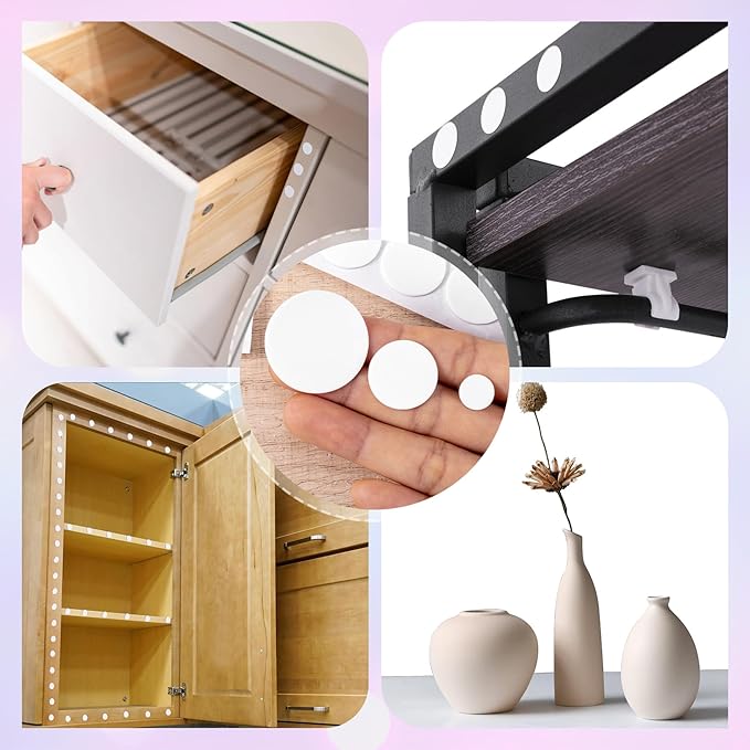 456 Pcs Small Felt Furniture Pads, Self-Adhesive EVA Foam Dot Circles, Round Felt Furniture Stickers for Desks Drawers Vases Photo Frames Cabinets Doors-White (0.39'', 0.78'', 1.18'') - Image 7