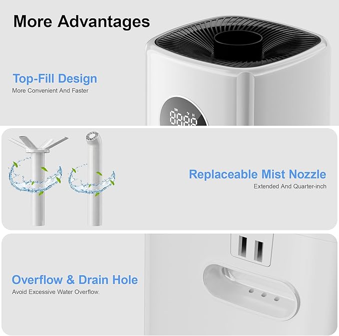 21L/5.5Gal Humidifiers for Bedroom,Humidifier Large Room with 2000ml/h High Output,Top Fill,24H Runtime, Cover up to 3000ft²,Remote Control Whole House Cool Mist Humidifier for Home,Office,Plants - Image 7