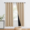 NICETOWN Living Room Completely Shaded Drapery, Privacy Protection & Noise Reducing Ring Top Drape, Black Lined Insulated Window Treatment Curtain Panel (Biscotti Beige, 1 Piece, W46 x L72) by NICETOWN