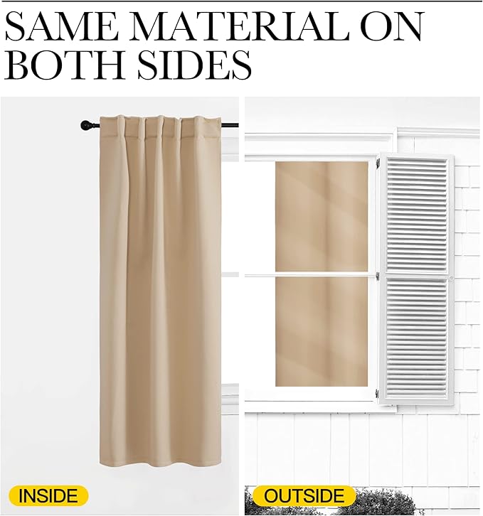 NICETOWN Blackout Curtain Panels for Living Room - (Biscotti Beige Color) 29x36 inch, 2 Panels Set, Room Darkening Blackout Drapes for Window - Image 6