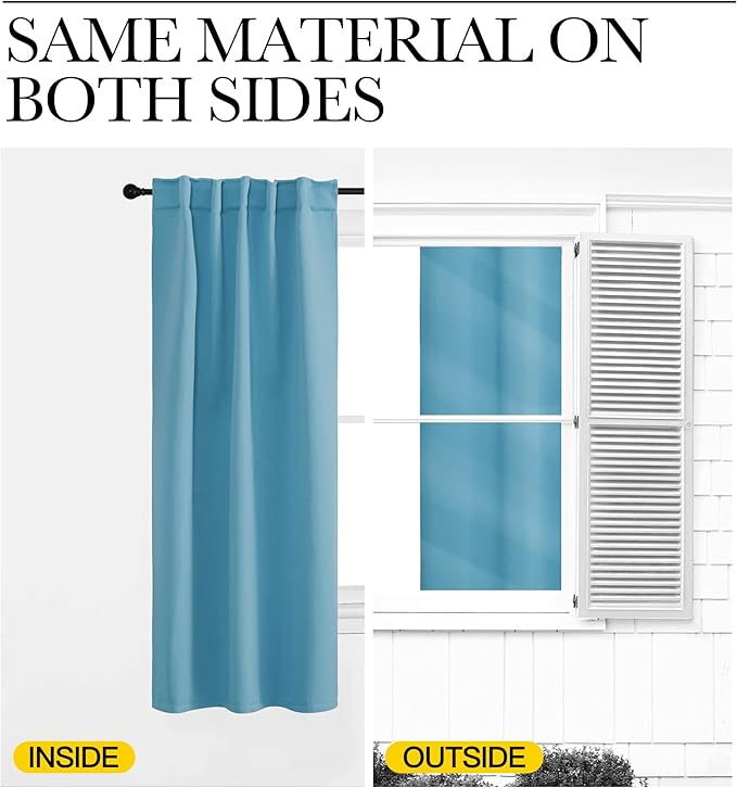 NICETOWN Blackout Curtain Panels for Kitchen - (Teal Blue Color) 42x30 inch, 2 Panels Set, Room Darkening Blackout Drapes for Window - Image 6