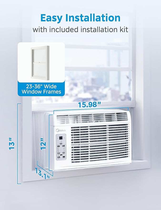 Midea 6,000 BTU Window Air Conditioner, 3-in-1 Cool/Fan/Dehumidifier Window AC Unit, Easycool Air Conditioner with Remote Control, Cools up to 250 Sq. Ft., Fits bedroom, study, office (2024 Upgrade) - Image 6