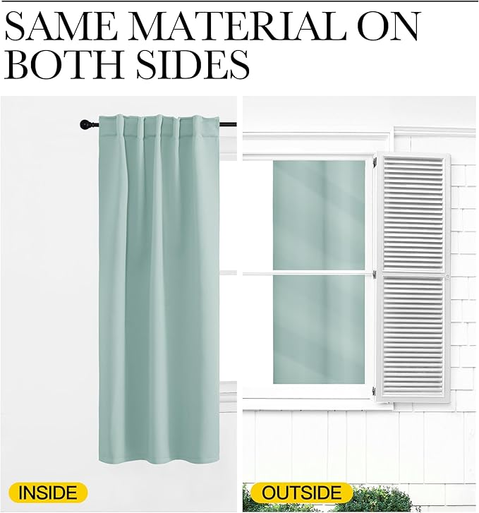 NICETOWN Blackout Curtain Panels Window Draperies - (Aqua Blue Color) 70x72 inch, 2 Pieces, Insulating Room Darkening Blackout Drapes for Bedroom - Image 6