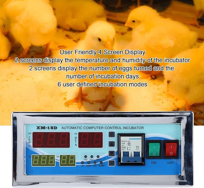 110V Egg Incubator Controller, XM-18D Digital Automatic Temperature Humidity Control Thermostat with Sensor Probe for Homebrew Incubator Greenhouse - Image 5