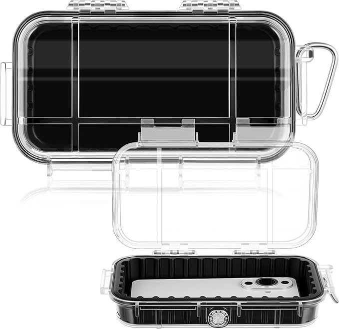 Waterproof Dry Box Clear Waterproof Storage Case with Clip Outdoor Sports Survival Equipment Shockproof Dustproof Sealed Field Box for Phone Camera Key Kayak Camping Fishing Hiking Boat by Relaxweex