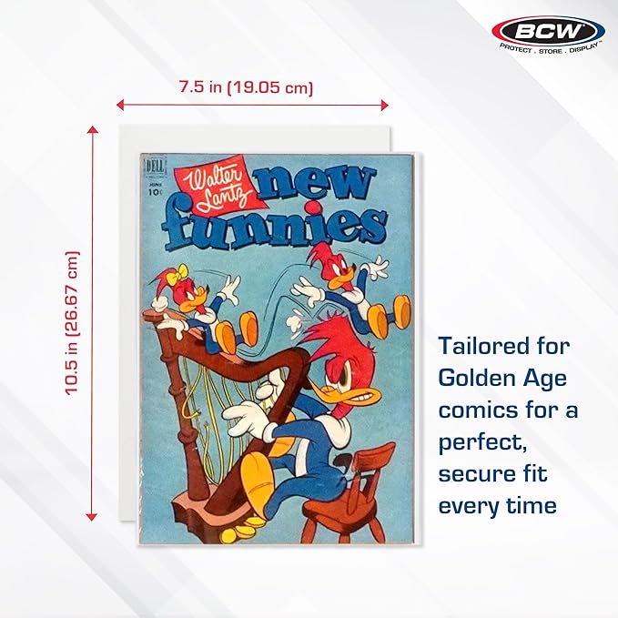 BCW Golden Age Comic Backing Boards - 100 Pack | Certified Acid-Free Comic Book Storage | 7 1/2 x 10 1/2 Inch Dimensions | Archival-Quality Boards for Comic Book Collection Protection - Image 3