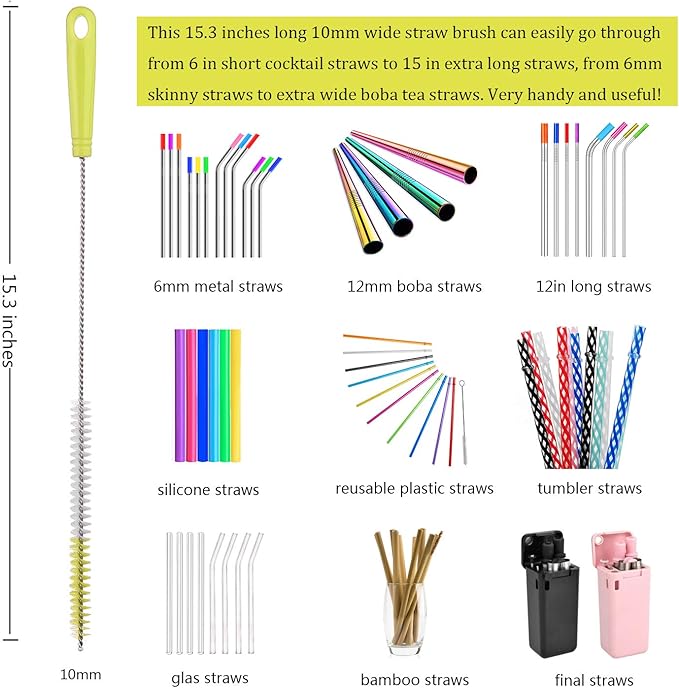 ALINK 8-Pack Bottle Cleaning Brush Set - Long Bottle Cleaner for Washing Beer/Wine Narrow Neck Bottles, Hummingbird Feeder, Sport Well, Plus Kettle Cleaner, Straw Brush - Image 4
