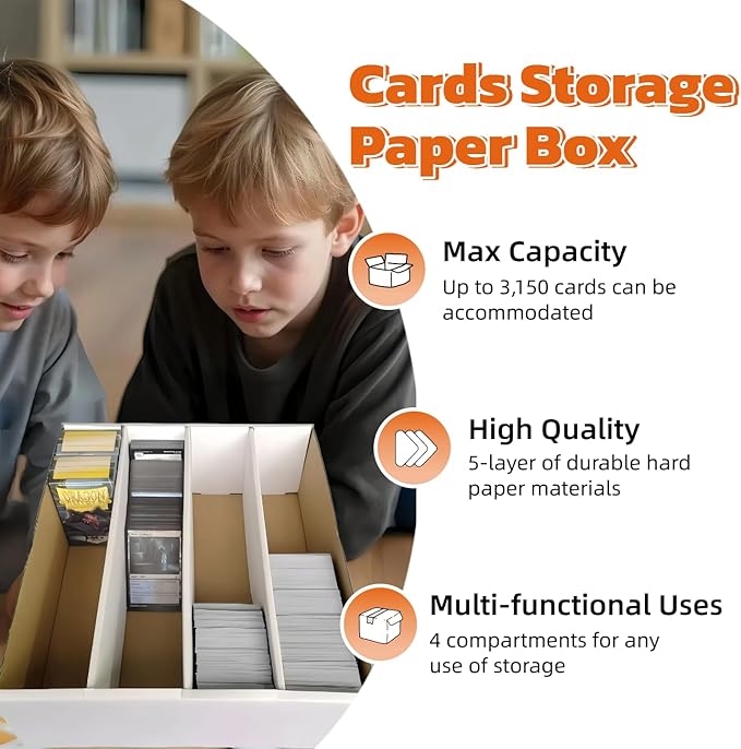 2 Set Sports Card Storage Boxes 3150 Count Bulk Card Trading Cards Collection Box Cardboard Card Storage Box for Card Game Baseball Card Sorting Tray Cases Cards with 10 Dividers Collector - Image 6
