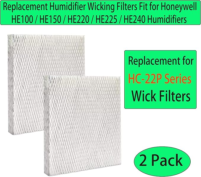 HC22P Replacement Wick Filters for Honeywell Home HE100 HE150 HE220 HE225 HE240 Whole House Humidifiers Pad, Also for Aprilaire 110 220 500 550 (2 Pcs HC22P Replacement Wick Filters) - Image 2