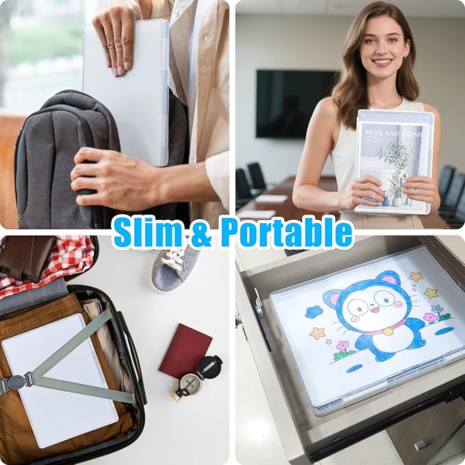 SAYEEC Portable Project Case A4 Plastic Transparent File Storage Box for 8.5"x11" Paper Slim Photo Art Craft Storage Container Scrapbook Document Organizer Magazine Protector for Office School (White) - Image 6