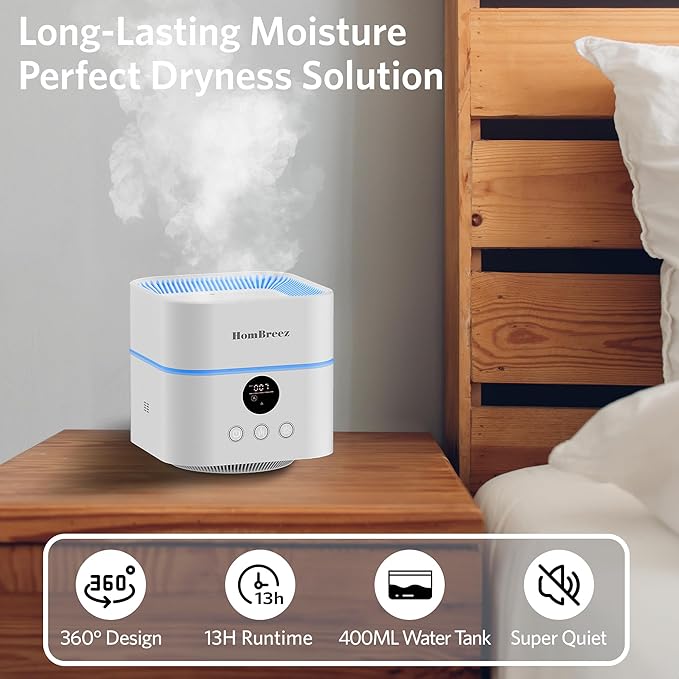 Air Purifier and Humidifier Combo for Bedroom, Covers Up to 200ft², H13 True HEPA Filter, 500ML Water Tank, Quiet Cool Mist Top Fill Essential Oil Diffuser for Baby, Pet Room, APP Control - Image 4
