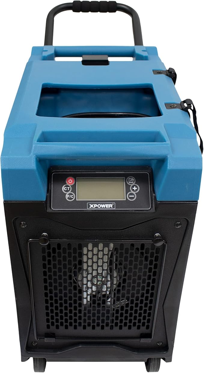 XPOWER XD-85L2 145-Pint LGR Commercial Dehumidifier with Automatic Purge Pump, Drainage Hose, Handle and Wheels for Water Damage Restoration, Clean-up Flood, Basement, Mold, Mildew (Blue) - Image 2