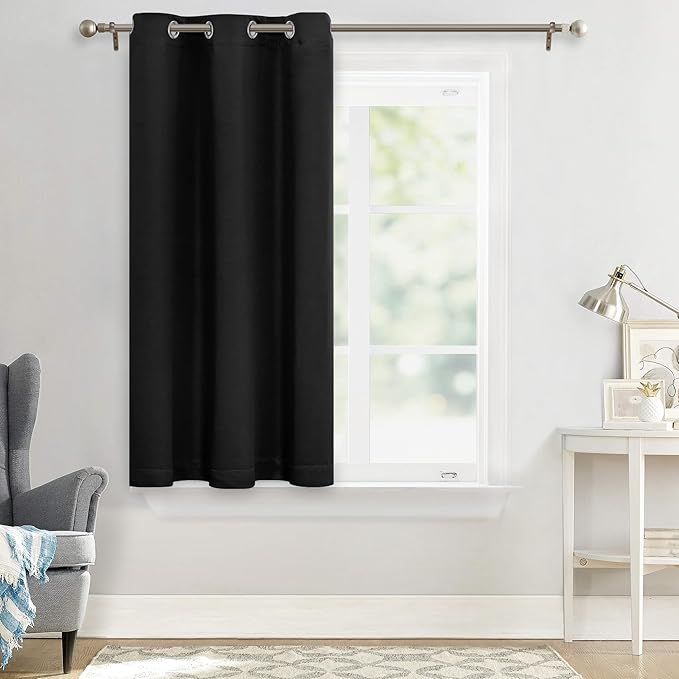MYSKY HOME Blackout Curtain for Bedroom, Black Curtains for Bathroom 45 Inch Length Grommet Room Darkening Curtain, Amazing Triple Weave Thermal Insulated Curtain, 1 Curtain Panel, 42 x 45 in, Black - Image 7