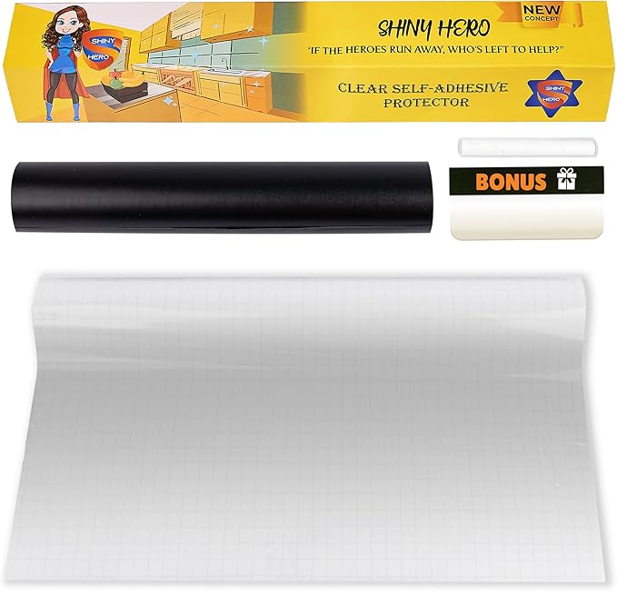 Clear Contact Paper Wall Protector - Self Adhesive Removable Film Transparent Plastic Backsplash Sheet Kitchen Oil Proof Waterproof Sticker Foil Heat Resistant Furniture Door Scratch Wallpaper Dog Cat by ShinyHero-ClearProtector