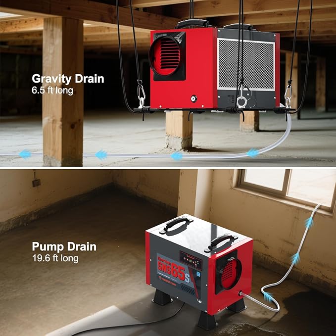 Abestorm Crawl Space Dehumidifier with Pump and Hose, 120 PPD Energy Star Commercial Dehumidifier Up to 1,300 sq. ft. for Basement, Water Damage Restoration, Auto Defrost(Guradian SNS65S) - Image 4