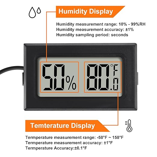 10Pcs Mini Digital Thermometer Hygrometer Gauge Indoor with Probe Sensor LCD Display Meter Temperature Humidity Fahrenheit or Celsius Meter for Incubator Plant Tank Garden -℉ - Image 3