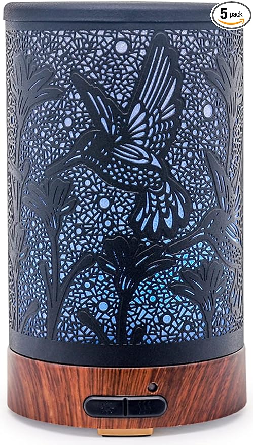 Essential Oil Diffuser - Multifunction Aromatherapy Diffuser 7 LED Color Changing Light 150ML Metal Diffuser Easy to Clean Suitable for Home,Office (Hummingbird) by VICTORIAAROMA