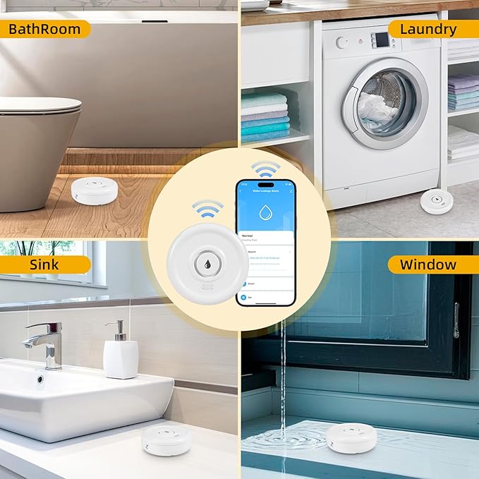 WiFi Water Leak Sensor, 100 dB Water Alarm Leak Detector, for Home, Basement, Bathroom, Kitchen(3 Pack) - Image 8
