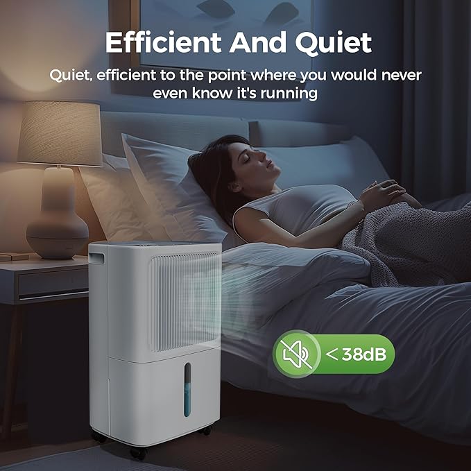 2,500 Sq Ft Home Dehumidifier with Drain Hose, 55 OZ Water Tank, 24 Hr Timer, 34 Pints High Efficiency Compressor for Basement, Bedrooms, Bathrooms and Laundry Rooms - Image 5