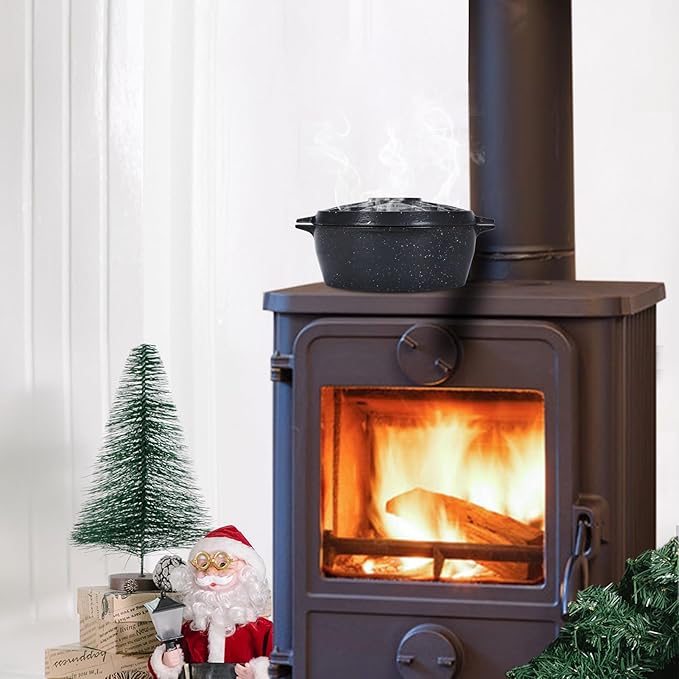 G Good Gain Wood Stove Steamer, Fireplace Humidifier, Cast Iron Humidifier for Stove, Matte Black Finish, Rust Resistant, Lattice Top, 2.5 Quart Capacity, Wood Burning Stove Indoor Decorative. Grey - Image 7