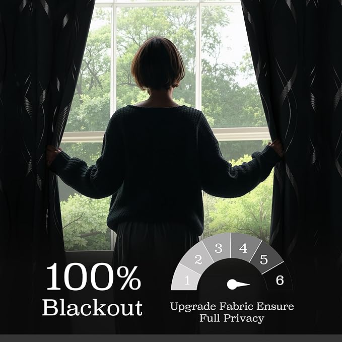 NICETOWN 100% Blackout Curtains for Living Room, Stormy Sea, 52 inch by 63 inch, Easy Care Solid Thermal Insulated Grommet Panels and Drapes for Bedroom Decoration, 2 Panels - Image 2