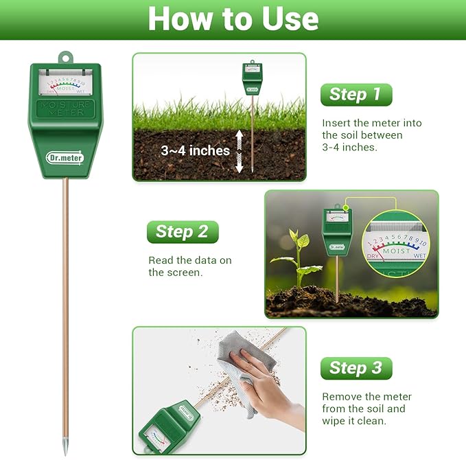 Soil Moisture Meter, Plant Water Meter for Garden Lawn Farm Indoor & Outdoor Use, Soil Tester Hygrometer Sensor for House Plants, Gardening Gifts, No Battery Needed - Image 3