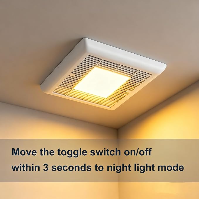 Tech Drive Bathroom Exhaust Fan with Light-130 CFM, 1000lm Dimmable 5CCT LED Light and Night Light Selectable, 6-Inch Duct Super Quiet Ventilation Fan,Easy to Install Ceiling Mounted - Image 3