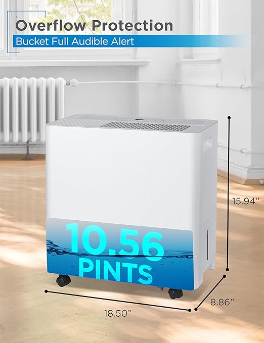 BLACK+DECKER 30-Pint Portable Dehumidifier, Dehumidifier for Home up to 3000 Sq. Ft. Coverage, For Basement and Medium to Large Spaces, Removable Bucket and Drain Hose Included, BD30MWSA, White - Image 3