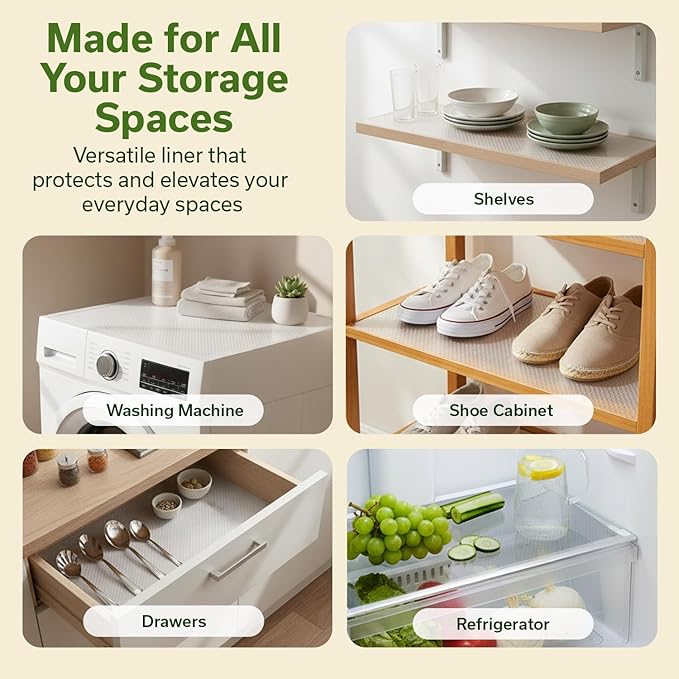 EVALAND Shelf Liners for Kitchen Cabinets Non-Adhesive 17.7" x 33 FT Clear Drawer Liner Non Slip, Washable Cabinet Liner, Waterproof Shelf Liners for Cabinets, Refrigerator Bathroom Pantry Cabinet Mat - Image 4