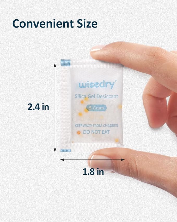 wisedry 5 Gram [60 Packs] Food Grade Silica Gel Packs Rechargeable Desiccant Dehumidifiers Pouches with Color-Indicating Beads Reusable Moisture Absorbers for Food Storage - Image 6