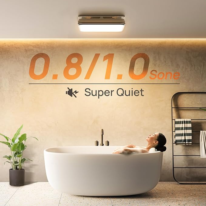 Consciot Bathroom Exhaust Fan with Light, 110/160 CFM Adjustable, 0.8/1.0 Sone, suitable for mounting hole 11.39 x 10.42 inches, Bath Ventilation Fan with 1500Lm LED Light 3CCT Selectable & Nightlight - Image 4