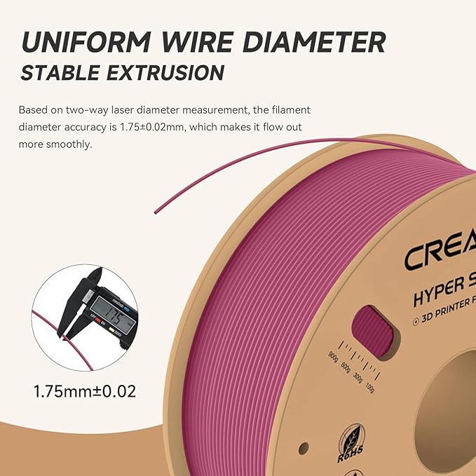 Official Creality Hyper PLA Filament 1.75mm, High Speed PLA 30-600mm/s Rapid 3D Printer Filament, Dimensional Accuracy +/-0.02mm, Fit Most FDM 3D Printers,1KG(2.2lbs) Spool Viva Magenta - Image 4