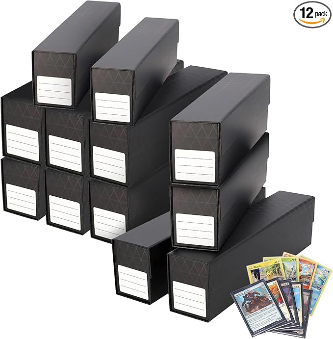 BCW QuickFold Card Boxes for Sleeved Cards - 12 Pack | Not for Toploaders | Magnetic Closure Card Storage Box | Holds 500 to 1200 Cards Each | Fits Trading Card Dividers | Easy to Assemble by BCW