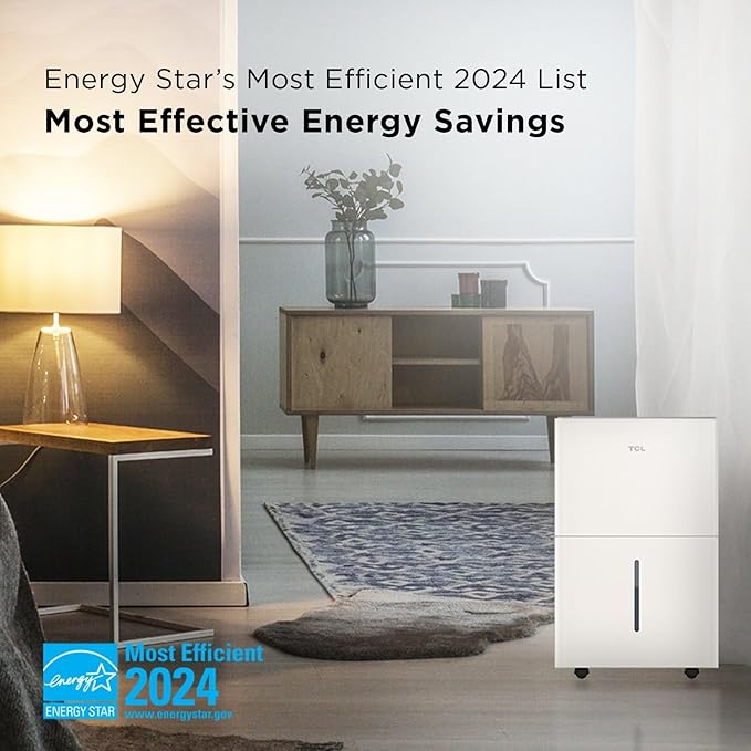 TCL 2000 Sq. Ft. Smart Dehumidifier, Energy Star Most Efficient 2024, Ultra-compact, 25 Pints Per Day, Ideal for Basements, Rooms, and Other Living Spaces, Works with Alexa/Google Assistant – H25D44W - Image 5