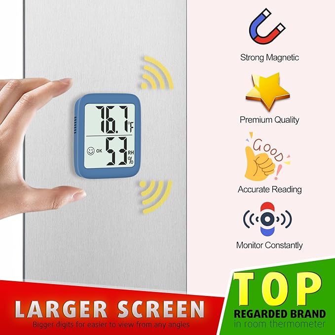 Antonki 2 Pack Room Thermometer for Home, Hygrometer Indoor Humidity Meter Gauge, Digital Temperature and Humidity Sensor Monitor for House, Terrarium, Incubator, Greenhouse - Battery Included - Image 3
