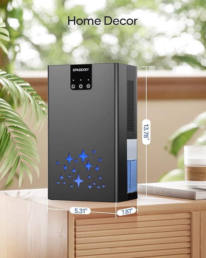 Dehumidifier, 95 OZ Water Tank Dehumidifiers for Home, 1000 sq. ft. Dehumidifier for Basement Bathroom Bedroom with Auto Shut Off, 7 Colors LED Light, Quiet Dehumidifiers with Sleep Mode, Black - Image 2