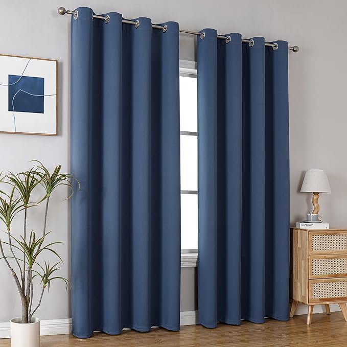 ChrisDowa Grommet Blackout Curtains for Bedroom and Living Room - 2 Panels Set Thermal Insulated Room Darkening Curtains (Stone Blue, 52W x 84L) - Image 6