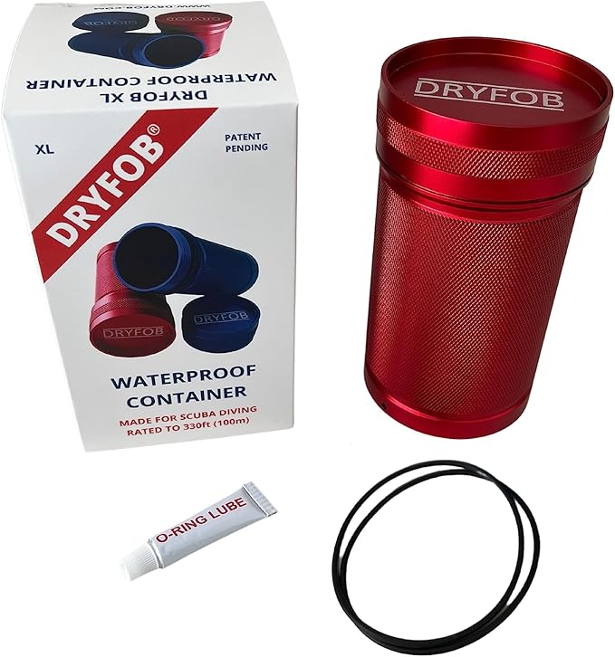 DRYFOB Waterproof PLB or Car Key Container, Case, Holder for Scuba Diving and Watersports, Rugged Aluminum, Rated to 1,200ft (365m) by DRYFOB