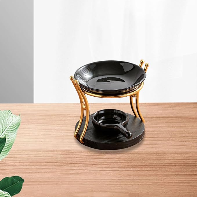 Tealight Candle Holder Oil Burner Wood Ceramic Aromatherapy Diffuser Wax Melt Burner for Yoga SPA Bedroom Bathroom Home Decoration - Image 8