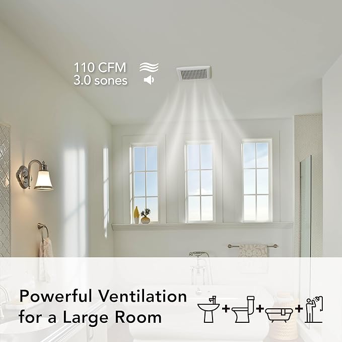 Broan-NuTone A110 Ventilation Fan with Roomside Installation, 110 CFM, 3.0 Sones,White - Image 5