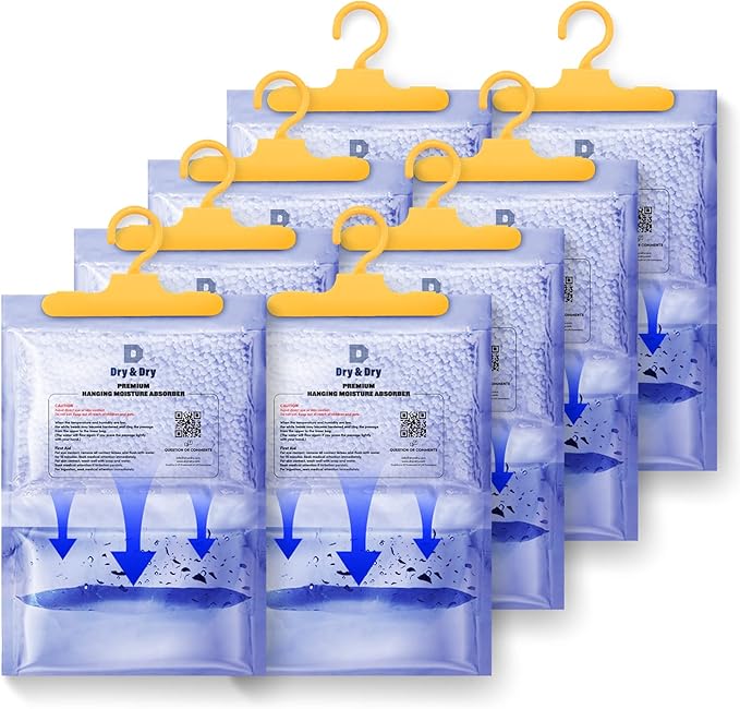 Dry & Dry Premium Moisture Absorbers for Home, Basement & Bedroom - Small Dehumidifiers - White (8 Pack) by DryDry
