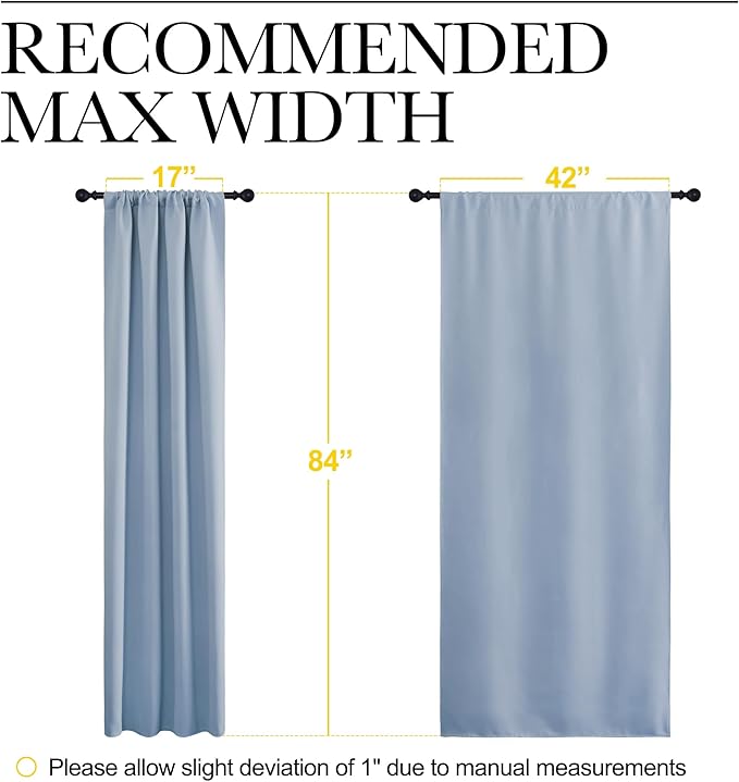 NICETOWN Blackout Curtains for Living Curtains, Vintage Blue, 1 Pair, 34-inch W x 72-inch L, Home Decorations Thermal Insulated Solid Pole Top Blackout Drapes for Living Room - Image 5